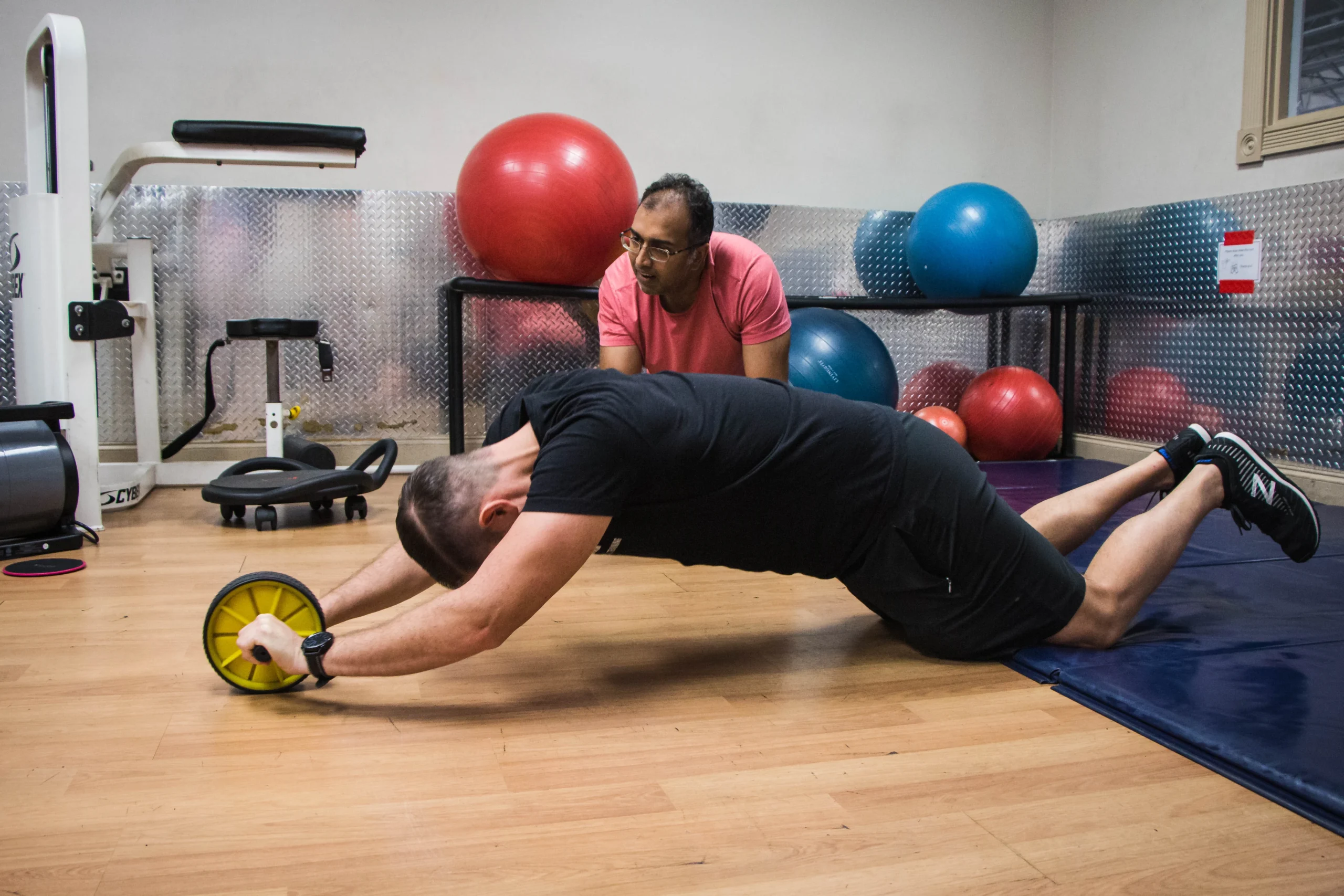 physical therapist recommended core stability exercise with abwheel device